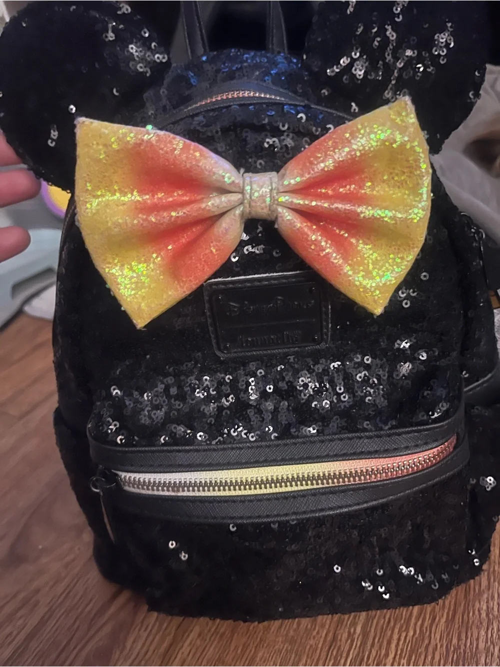 Disney Minnie Mouse Sequin Backpack with Bow Halloween edition